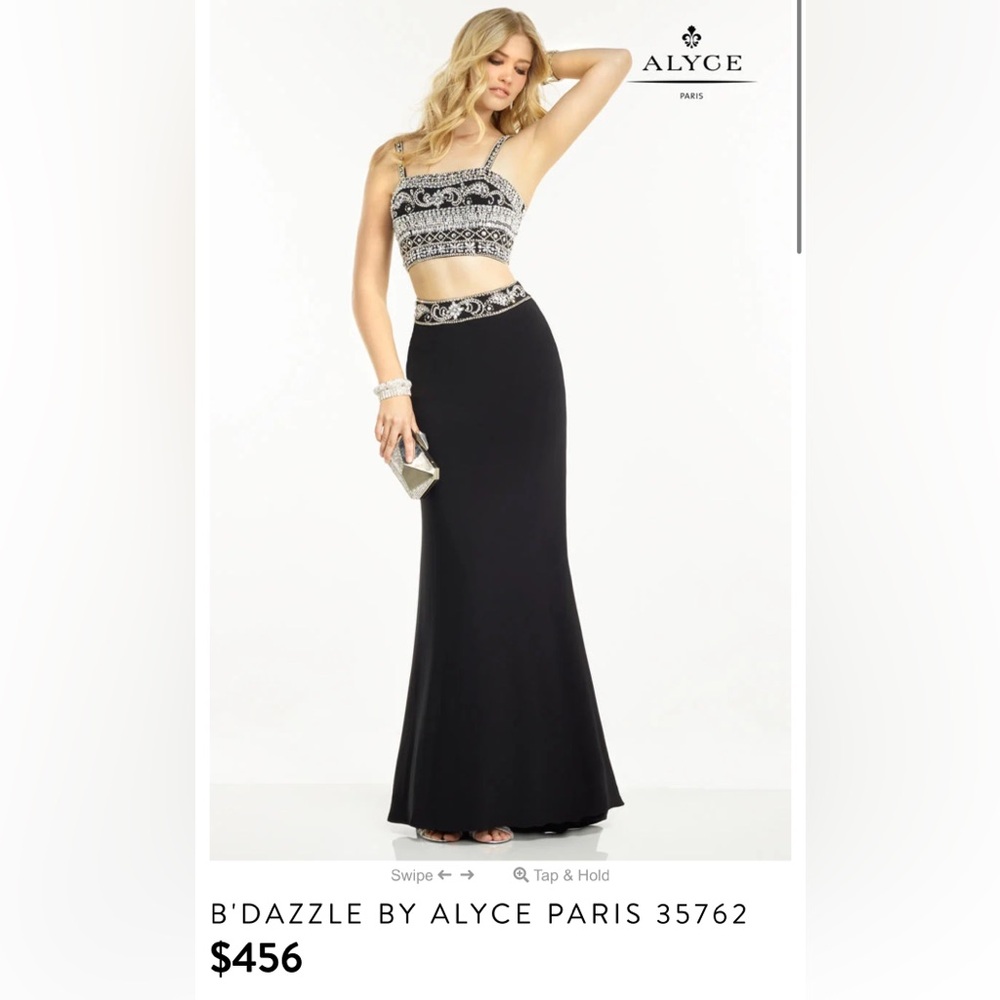 Elegant Black and Silver Women's 2-Piece Dress